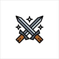Two crossed swords icon on white background vector