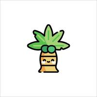 A cartoon palm tree with a face on it vector