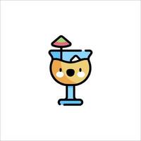 A cartoon drink with a straw and umbrella vector