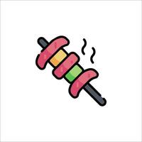 A colorful skewer with meat on it vector