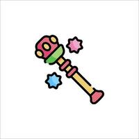 A pink and green wand with stars on it vector