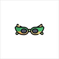 A green and yellow pair of sunglasses on a white background vector