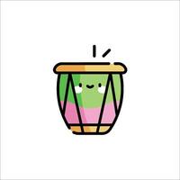 A colorful drum with a smiley face on it vector
