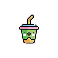 A cartoon drink with a straw and a face vector