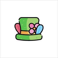 A green hat with flowers and a bow on it vector