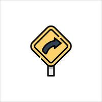 A yellow road sign with an arrow pointing in the opposite direction vector