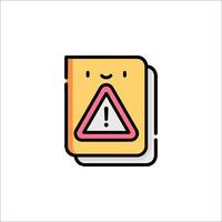A yellow book with a warning sign on it vector