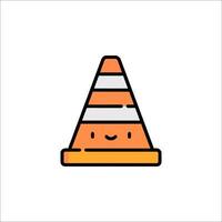 A traffic cone icon with a smiley face vector