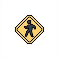 A pedestrian crossing sign with a man walking in front of it vector