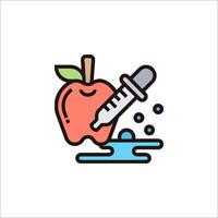 An apple with a syringe and a drop of blood vector