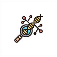 A magnifying glass with a dna molecule on it vector