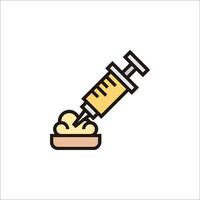 A syringe with a needle and a pill in it vector