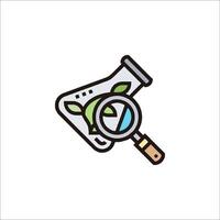 A magnifying glass and a plant in a test tube vector