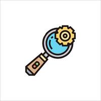Magnifying glass icon with gears and gears vector