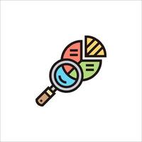 A magnifying glass with a pie chart on it vector