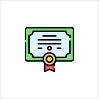 A certificate icon with a ribbon on it vector