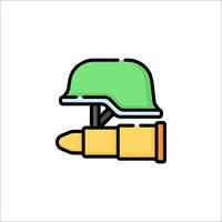 A green helmet and a bullet icon vector