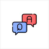 Two speech bubbles with the word q and a vector