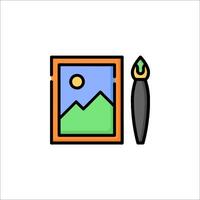 A picture frame with a brush and a mountain in the background vector