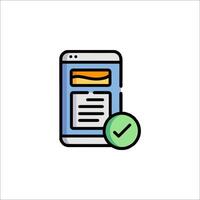 A phone with a check mark and a paper document vector