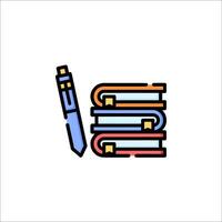 A stack of books and a pen icon vector