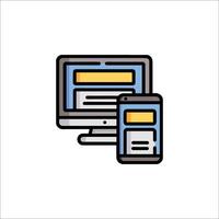 A computer and phone icon on a white background vector