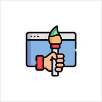 A hand holding a candle and a computer screen vector