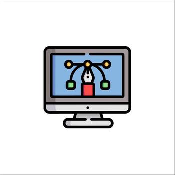 un computadora monitor con un computadora en eso vector