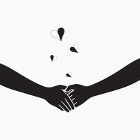 Silhouette of hands holding scattered heart symbols vector