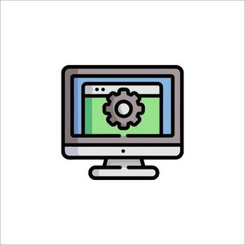A computer monitor with a gear on it vector