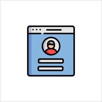 A person is on a computer screen with a computer icon vector