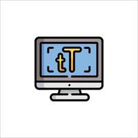 A computer monitor with the letter t on it vector