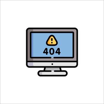 A computer monitor with the word 404 on it vector
