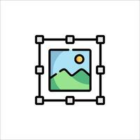 A square frame with a mountain and sun in it vector