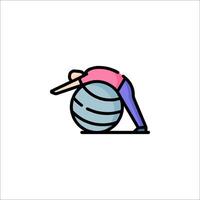 A man is doing a push up on a ball vector
