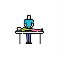 A man is doing a physical therapy on a table vector