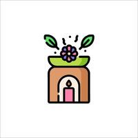 A candle and flower in a pot icon vector