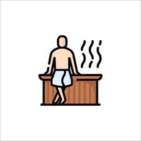 A man sitting on a bench with steam coming out of his body vector