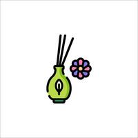 A green vase with a flower and two sticks vector