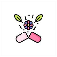 Pill capsule with flower icon vector