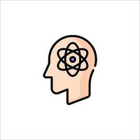 An icon of a man's head with an atom symbol vector