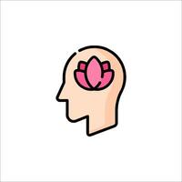 A pink flower in the head of a person vector
