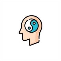 Yin and yang symbol in the head of a person vector