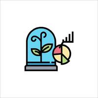 A plant in a glass dome with a pie chart vector