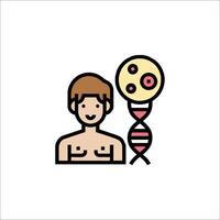 A man with a dna molecule and a dna strand vector