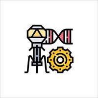A robot with gears and a dna machine icon vector
