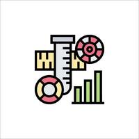 A line icon of a thermometer and bar graph vector