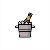 A bottle of champagne in a bucket with ice vector