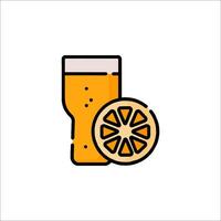 A glass of beer and a slice of lemon vector