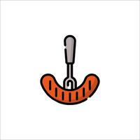 A sausage and fork icon on a white background vector